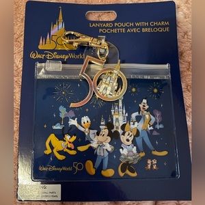 Disney 50th anniversary landyard pouch with charm